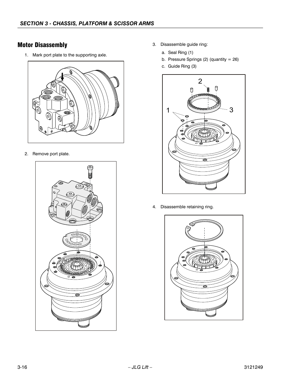 Motor disassembly | JLG 4394RT Service Manual User Manual | Page 52 / 268