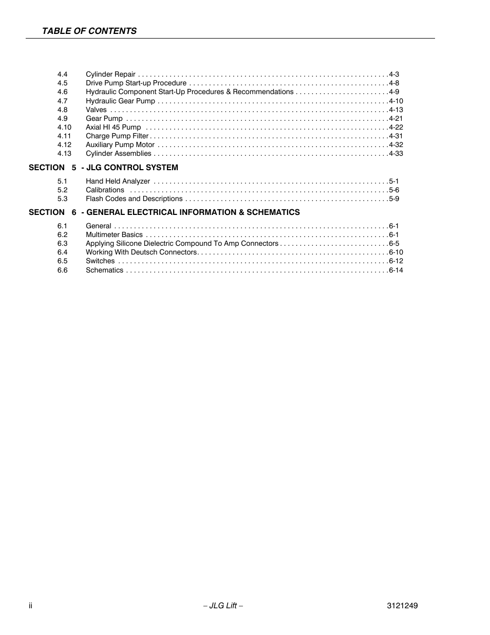 JLG 4394RT Service Manual User Manual | Page 6 / 268