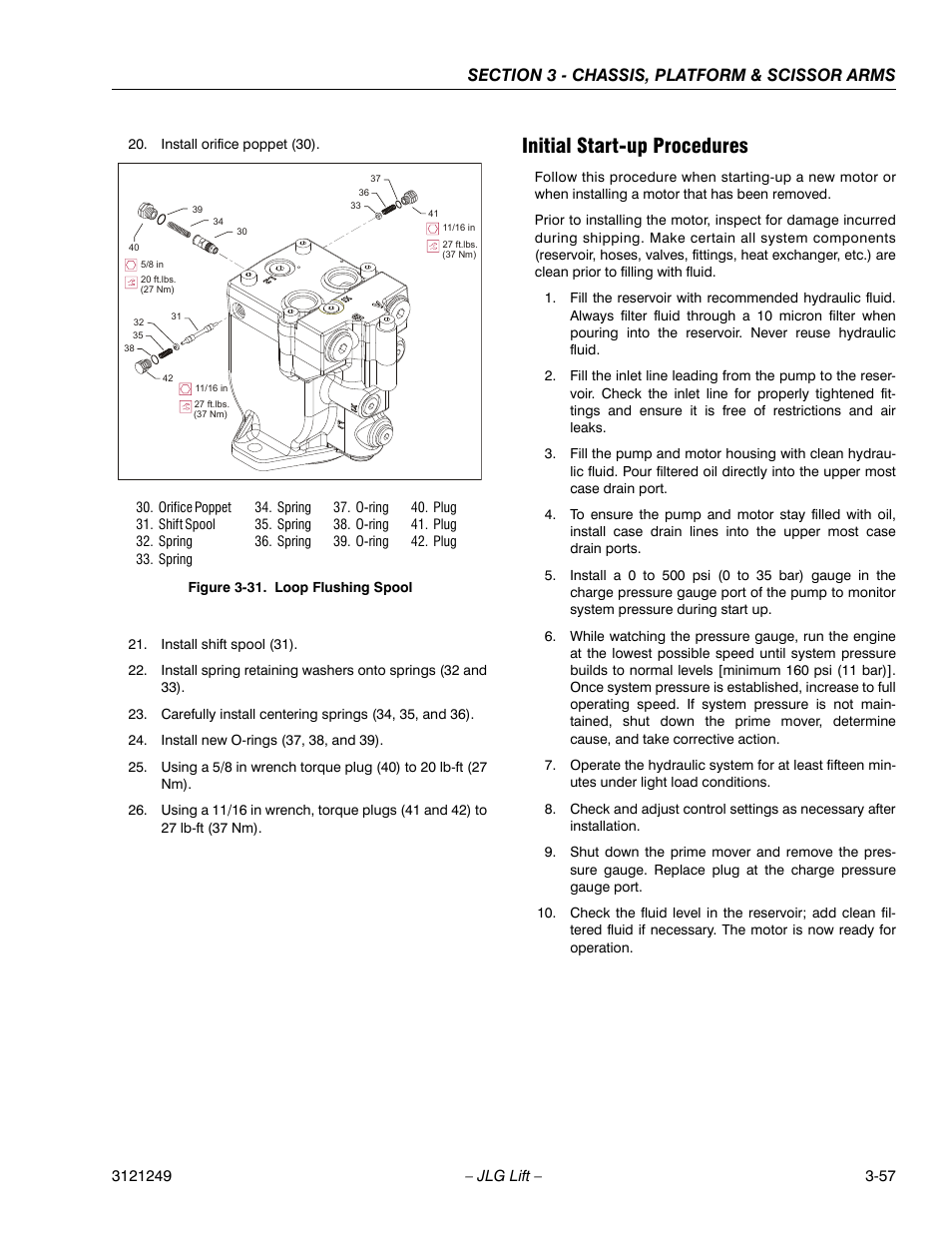 Initial start-up procedures | JLG 4394RT Service Manual User Manual | Page 93 / 268