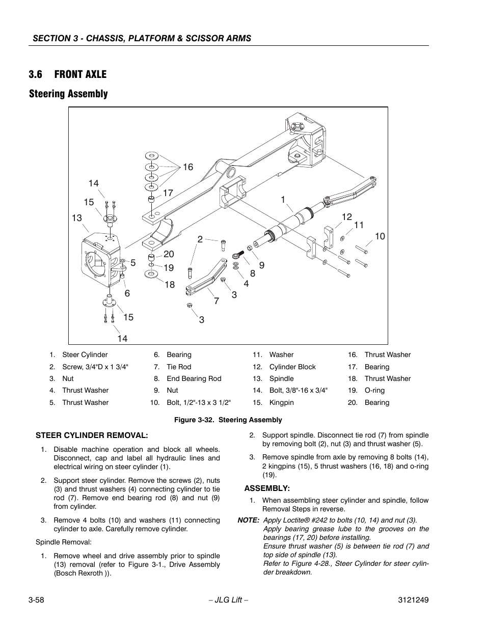 6 front axle, Steering assembly, Steering assembly -26 | 6 front axle steering assembly | JLG 4394RT Service Manual User Manual | Page 94 / 268