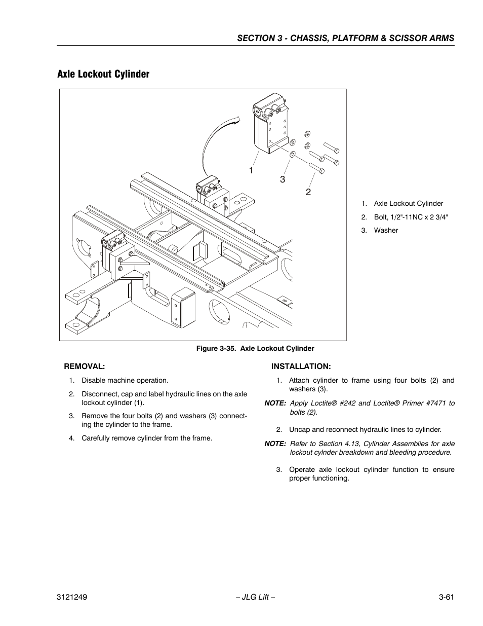 Axle lockout cylinder, Axle lockout cylinder -28 | JLG 4394RT Service Manual User Manual | Page 97 / 268