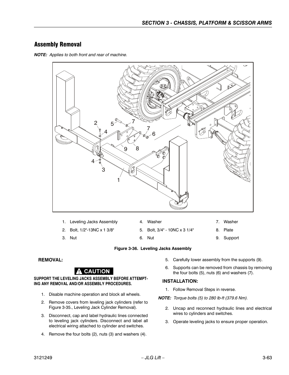 Assembly removal, Leveling jacks assembly -30 | JLG 4394RT Service Manual User Manual | Page 99 / 268