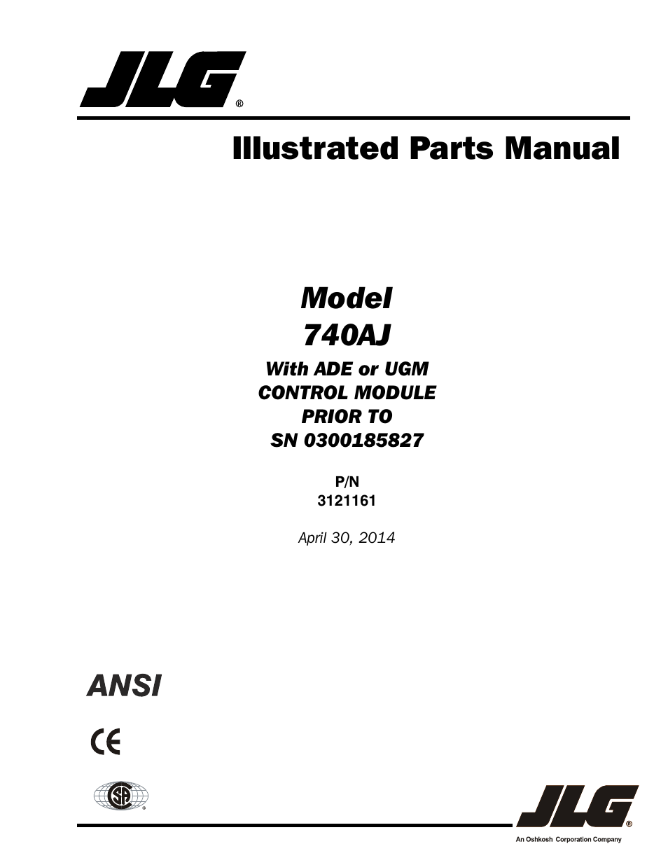 JLG 740AJ Parts Manual User Manual | 326 pages