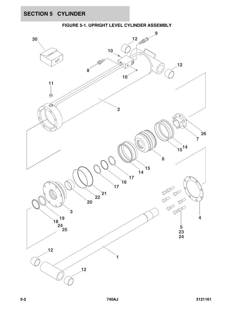 Figure 5-1. upright level cylinder assembly | JLG 740AJ Parts Manual User Manual | Page 220 / 326