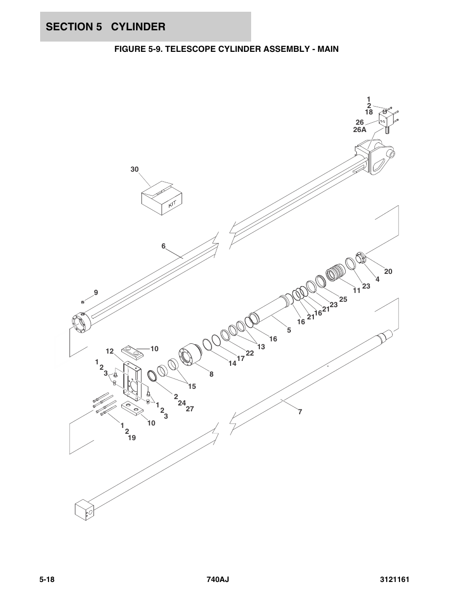 Figure 5-9. telescope cylinder assembly - main | JLG 740AJ Parts Manual User Manual | Page 236 / 326