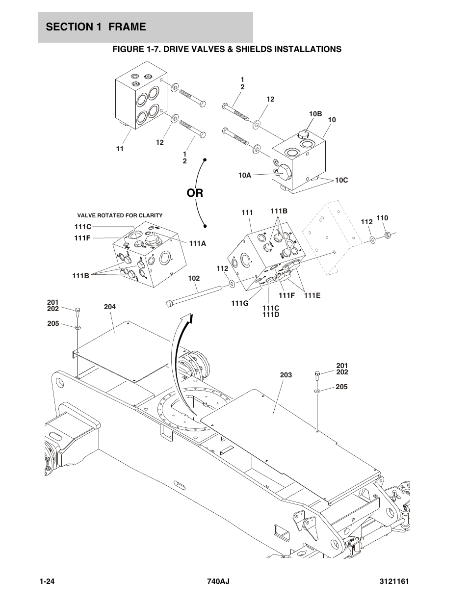 Figure 1-7. drive valves & shields installations | JLG 740AJ Parts Manual User Manual | Page 30 / 326