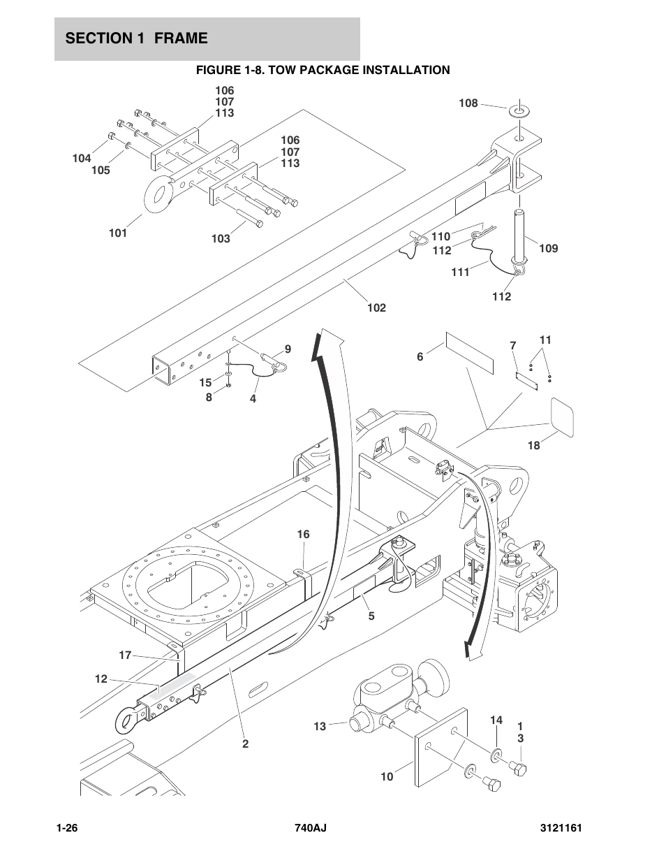 Figure 1-8. tow package installation | JLG 740AJ Parts Manual User Manual | Page 32 / 326