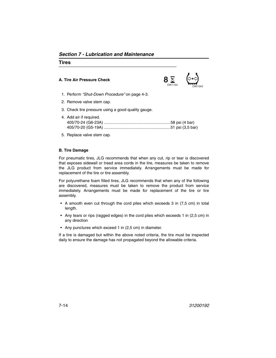 Tires, Tires -14 | JLG G6-23A Operator Manual User Manual | Page 106 / 126