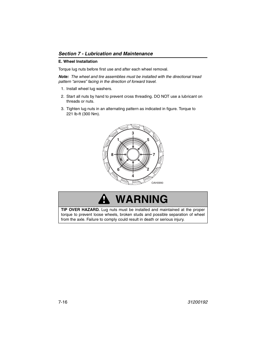 Warning | JLG G6-23A Operator Manual User Manual | Page 108 / 126