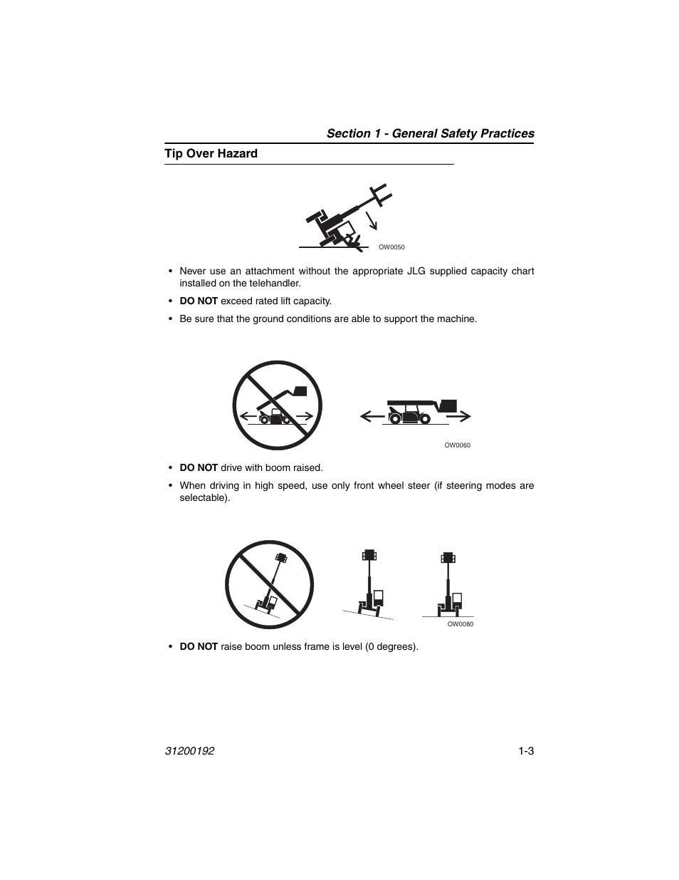 Tip over hazard, Tip over hazard -3 | JLG G6-23A Operator Manual User Manual | Page 13 / 126