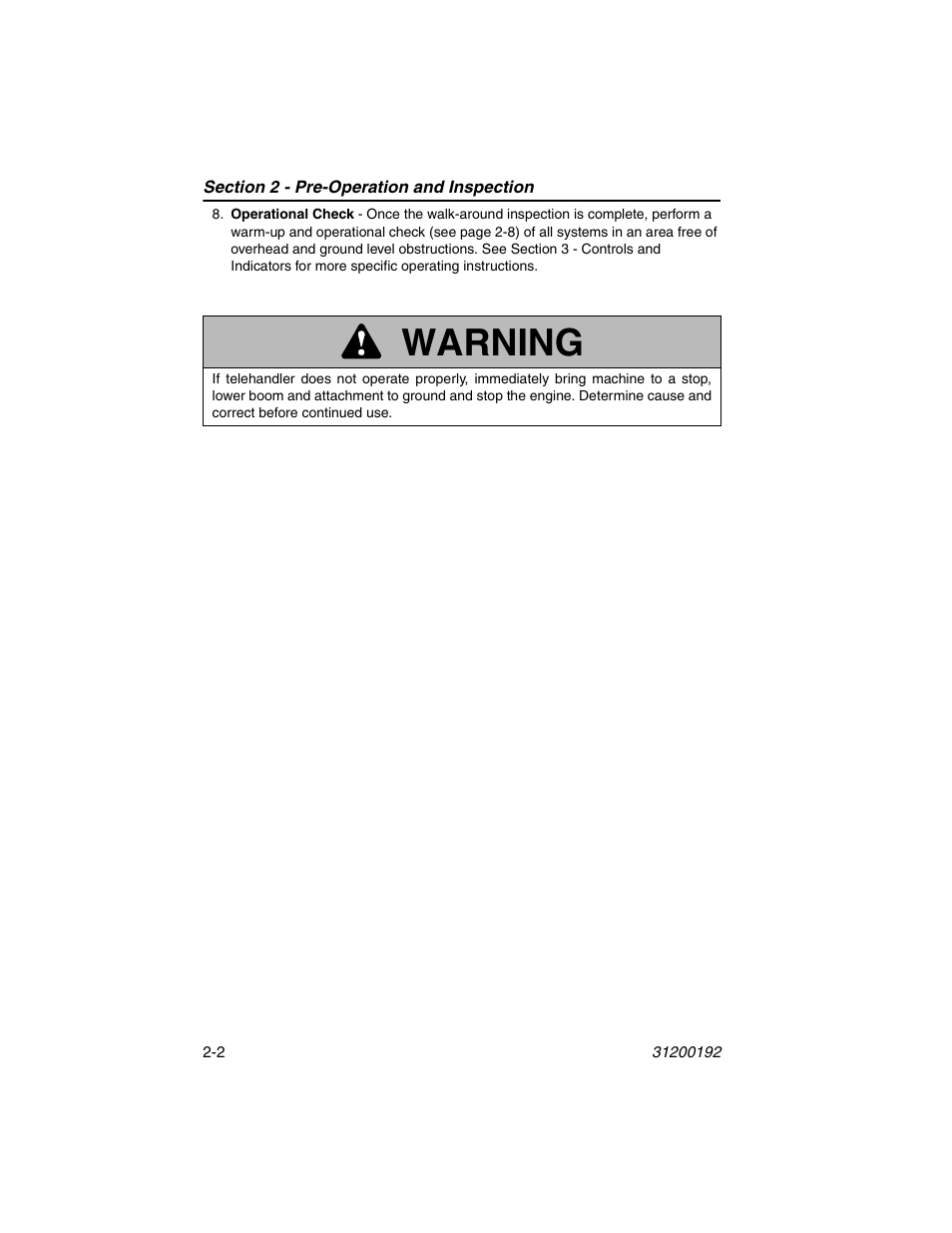 Warning | JLG G6-23A Operator Manual User Manual | Page 26 / 126