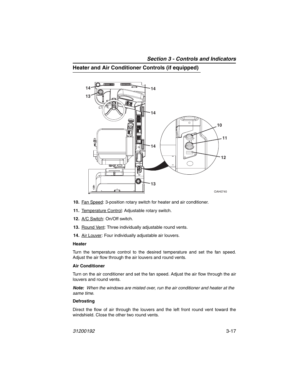 Heater and air conditioner controls (if equipped) | JLG G6-23A Operator Manual User Manual | Page 51 / 126