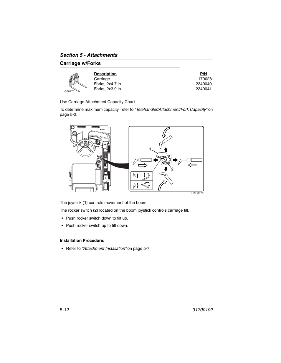 Carriage w/forks, Carriage w/forks -12 | JLG G6-23A Operator Manual User Manual | Page 76 / 126