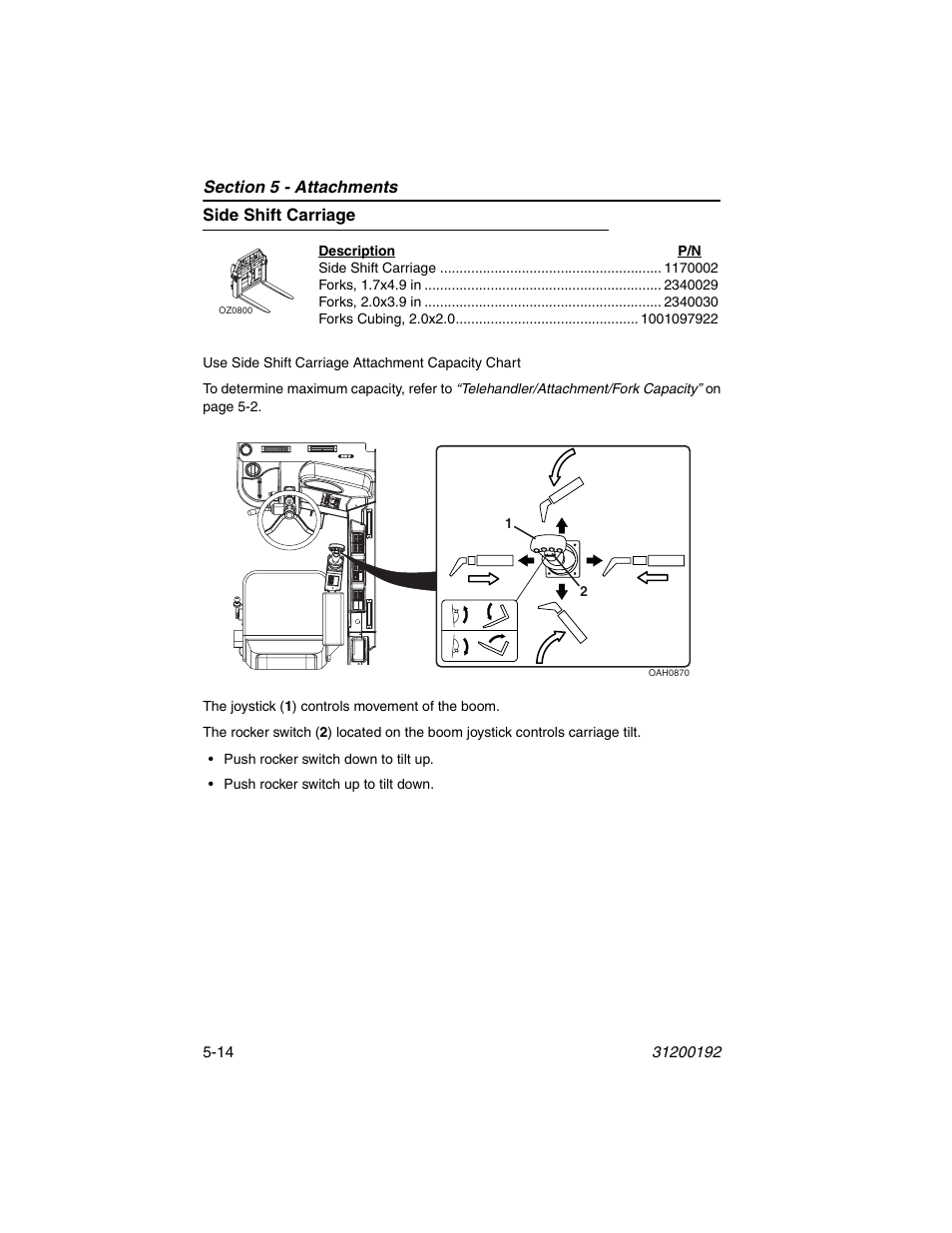Side shift carriage, Side shift carriage -14 | JLG G6-23A Operator Manual User Manual | Page 78 / 126