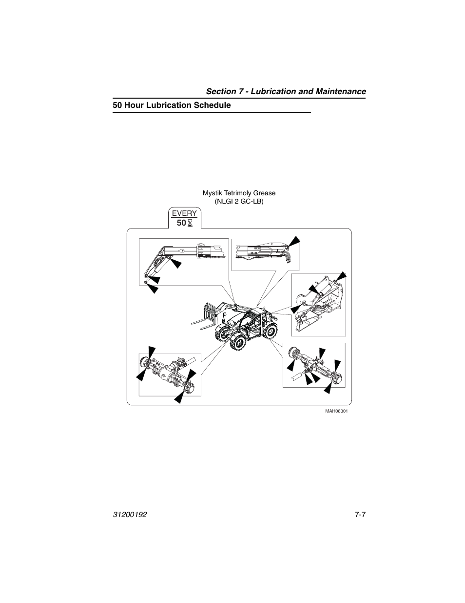 50 hour lubrication schedule, 50 hour lubrication schedule -7 | JLG G6-23A Operator Manual User Manual | Page 99 / 126