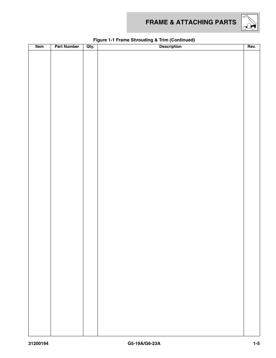Frame & attaching parts | JLG G6-23A Parts Manual User Manual | Page 13 / 318