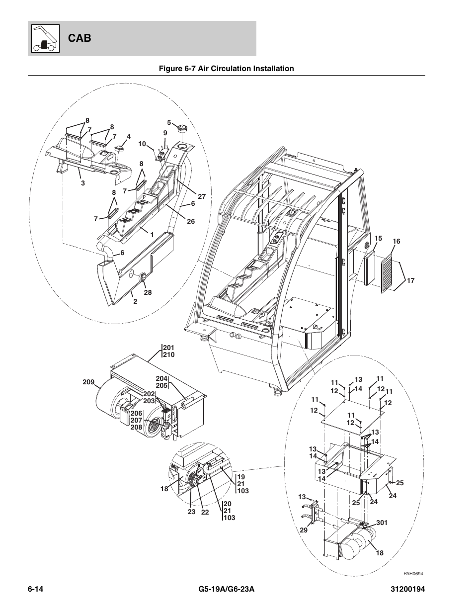 Figure 6-7 air circulation installation, Air circulation installation -14, Tion, (see figure 6-7 for details) | JLG G6-23A Parts Manual User Manual | Page 150 / 318