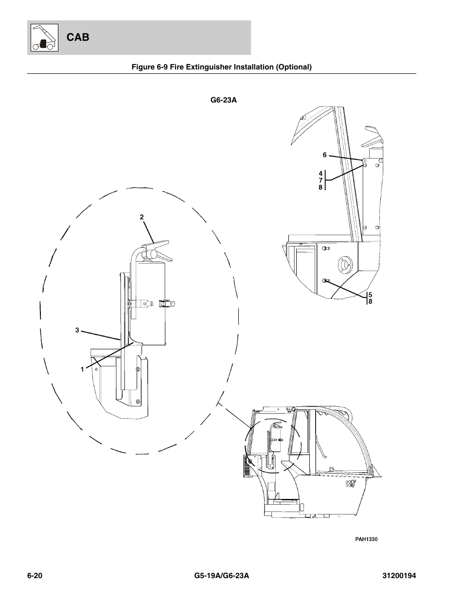 Fire extinguisher installation (optional) -20 | JLG G6-23A Parts Manual User Manual | Page 156 / 318
