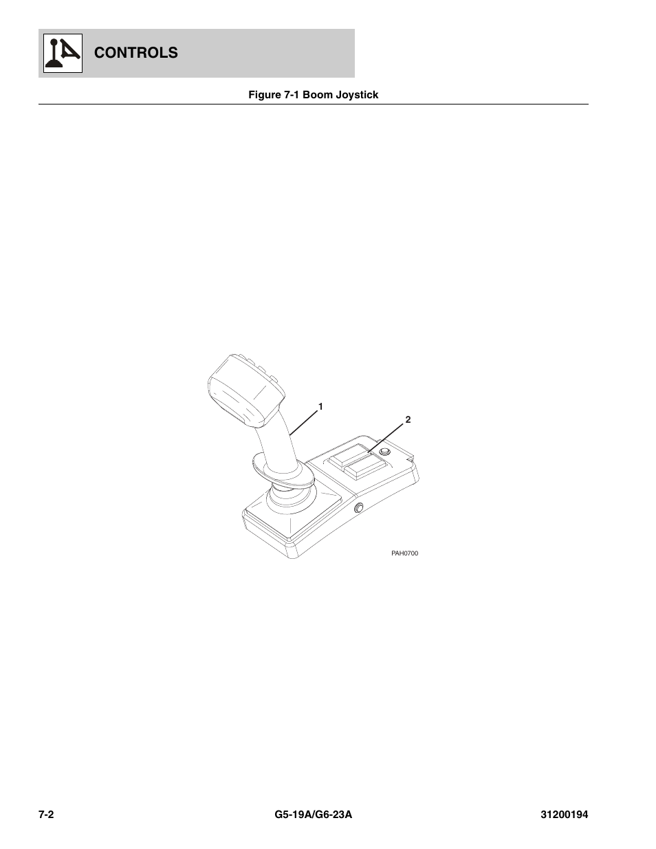 Figure 7-1 boom joystick, Boom joystick -2, Controls | JLG G6-23A Parts Manual User Manual | Page 160 / 318