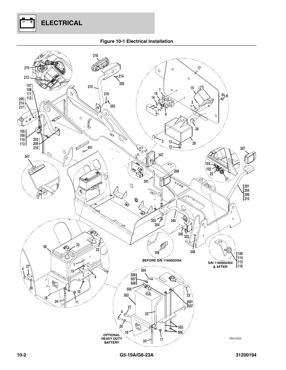 Figure 10-1 electrical installation, Electrical installation -2, Eadlight assy, (see figure 10-1 for details) | Electrical | JLG G6-23A Parts Manual User Manual | Page 236 / 318