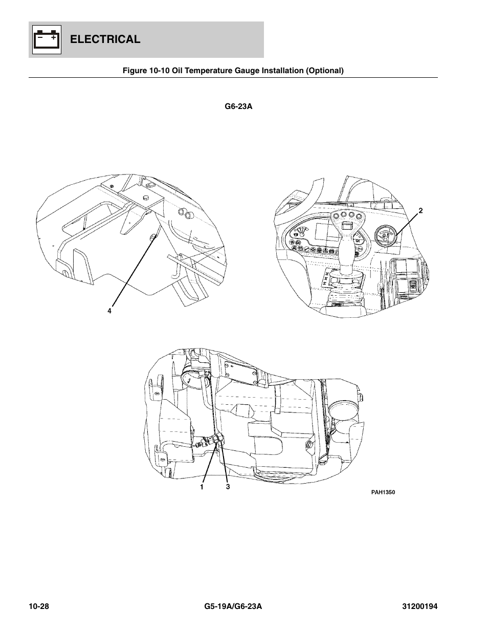 Oil temperature gauge installation (optional) -28, Electrical | JLG G6-23A Parts Manual User Manual | Page 262 / 318