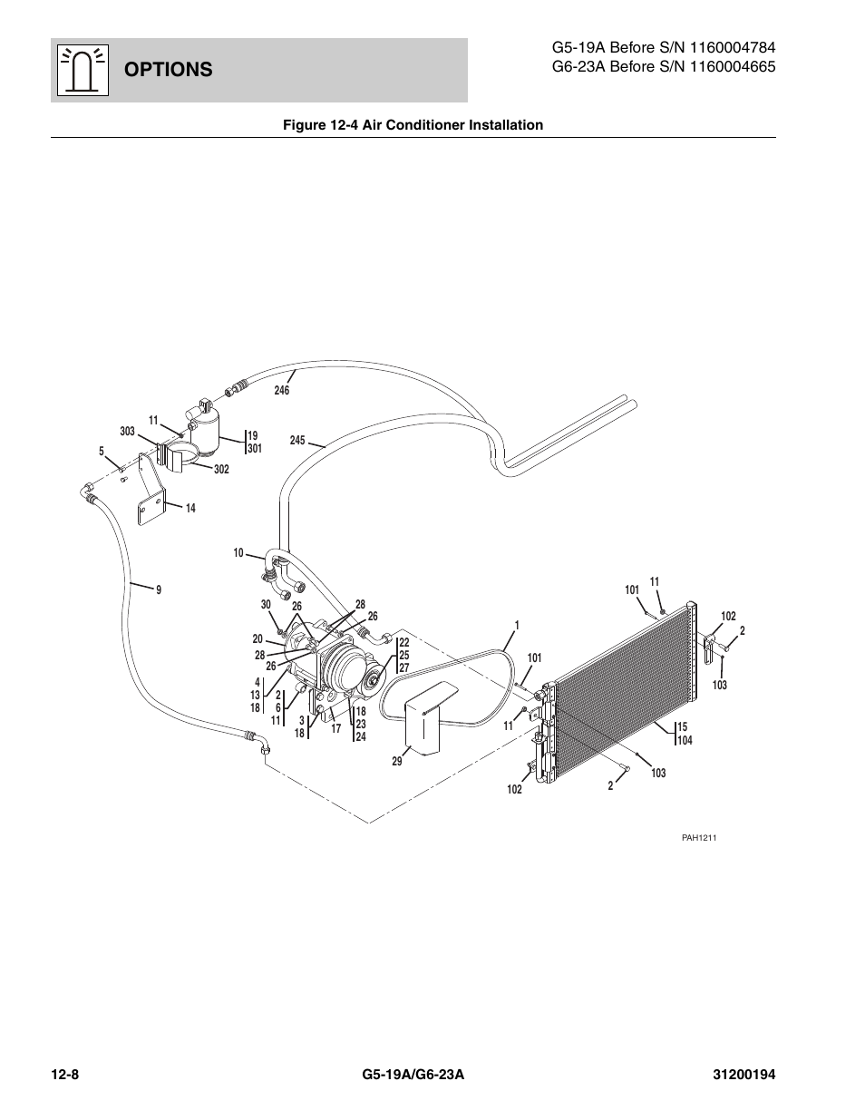 Figure 12-4 air conditioner installation, Air conditioner installation -8, Options | JLG G6-23A Parts Manual User Manual | Page 284 / 318