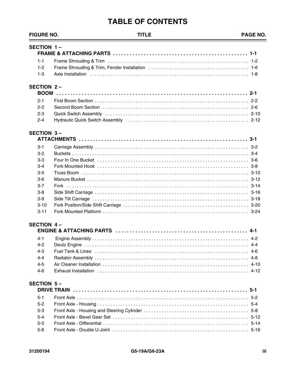 JLG G6-23A Parts Manual User Manual | Page 5 / 318