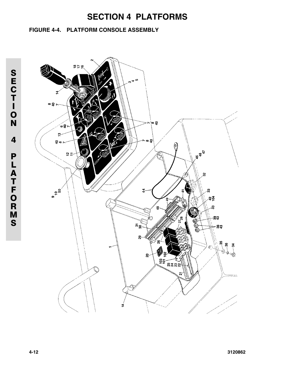 Figure 4-4. platform console assembly, Platform console assembly -12 | JLG 45e Parts Manual User Manual | Page 124 / 230