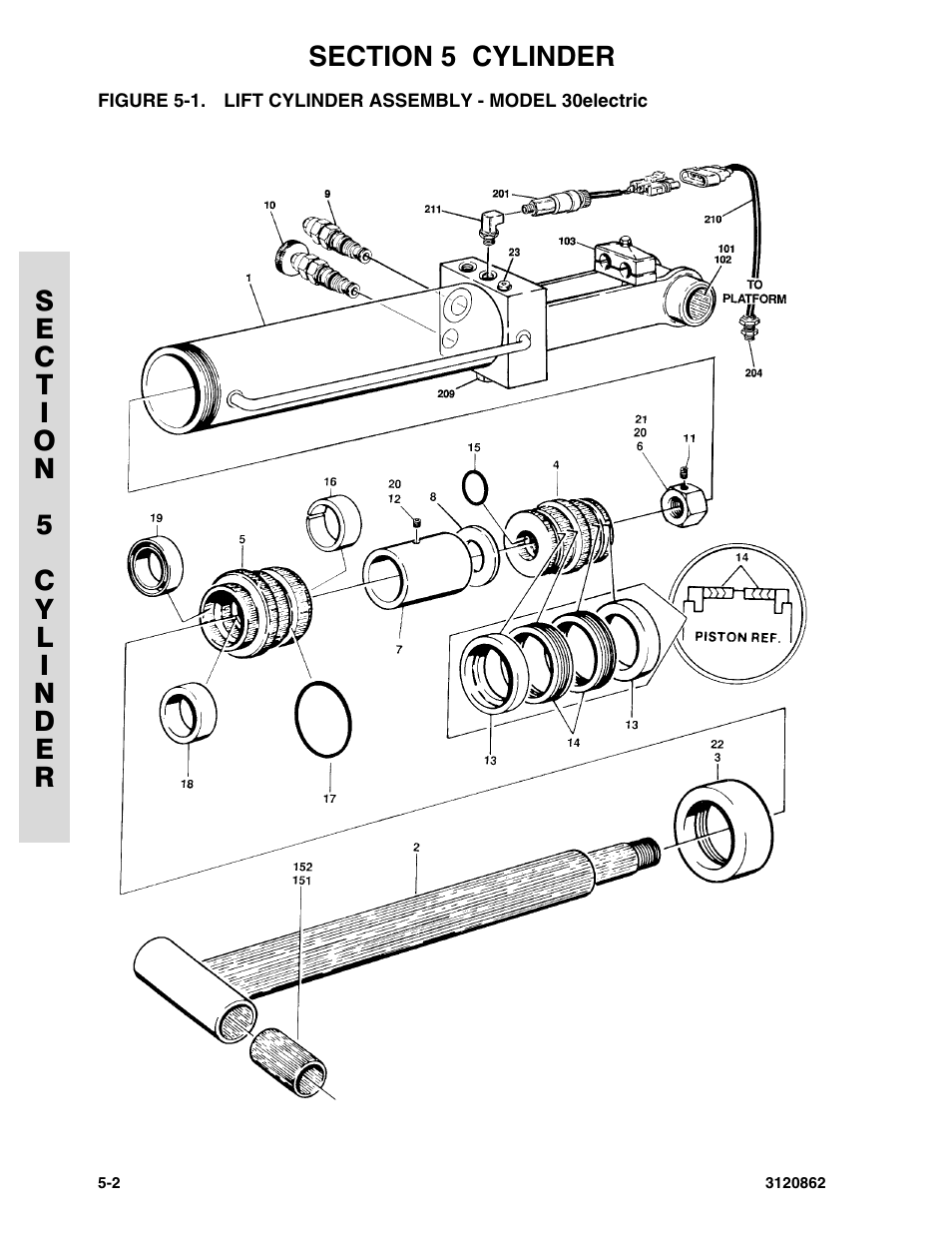 Lift cylinder assembly - model 30electric -2 | JLG 45e Parts Manual User Manual | Page 132 / 230