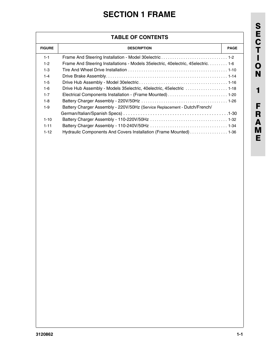 Section 1 frame, Section 1 - frame | JLG 45e Parts Manual User Manual | Page 9 / 230
