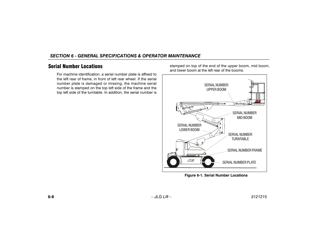 Serial number locations, Serial number locations -8 | JLG M400 Operator Manual User Manual | Page 100 / 118
