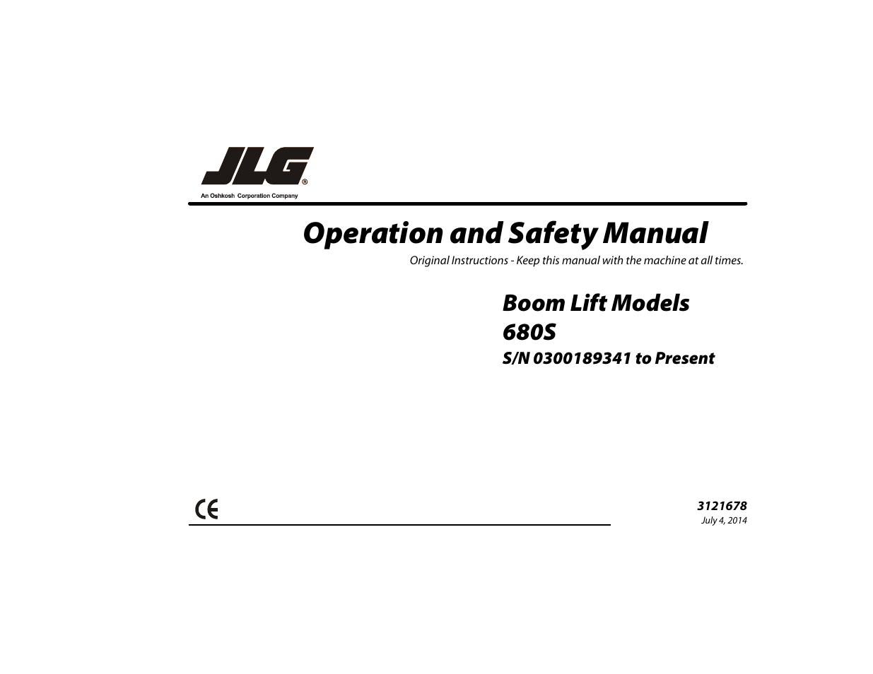 JLG 680S Operator Manual User Manual | 124 pages