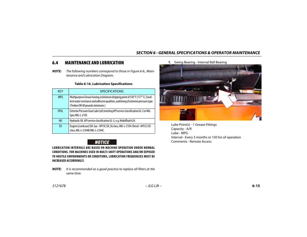 4 maintenance and lubrication, Maintenance and lubrication -15, Lubrication specifications -15 | JLG 680S Operator Manual User Manual | Page 103 / 124