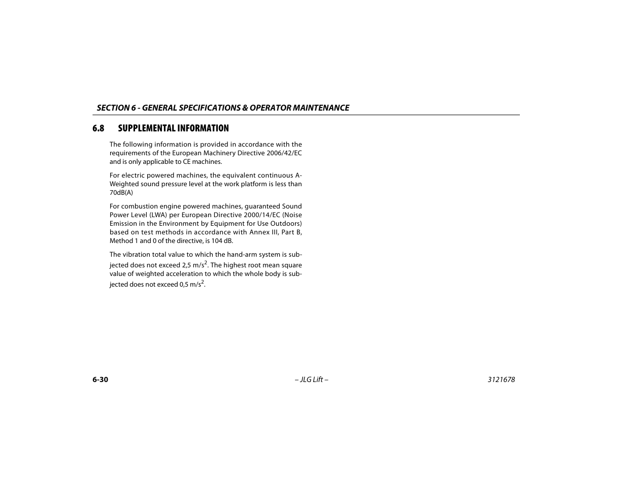 8 supplemental information, Supplemental information -30 | JLG 680S Operator Manual User Manual | Page 118 / 124