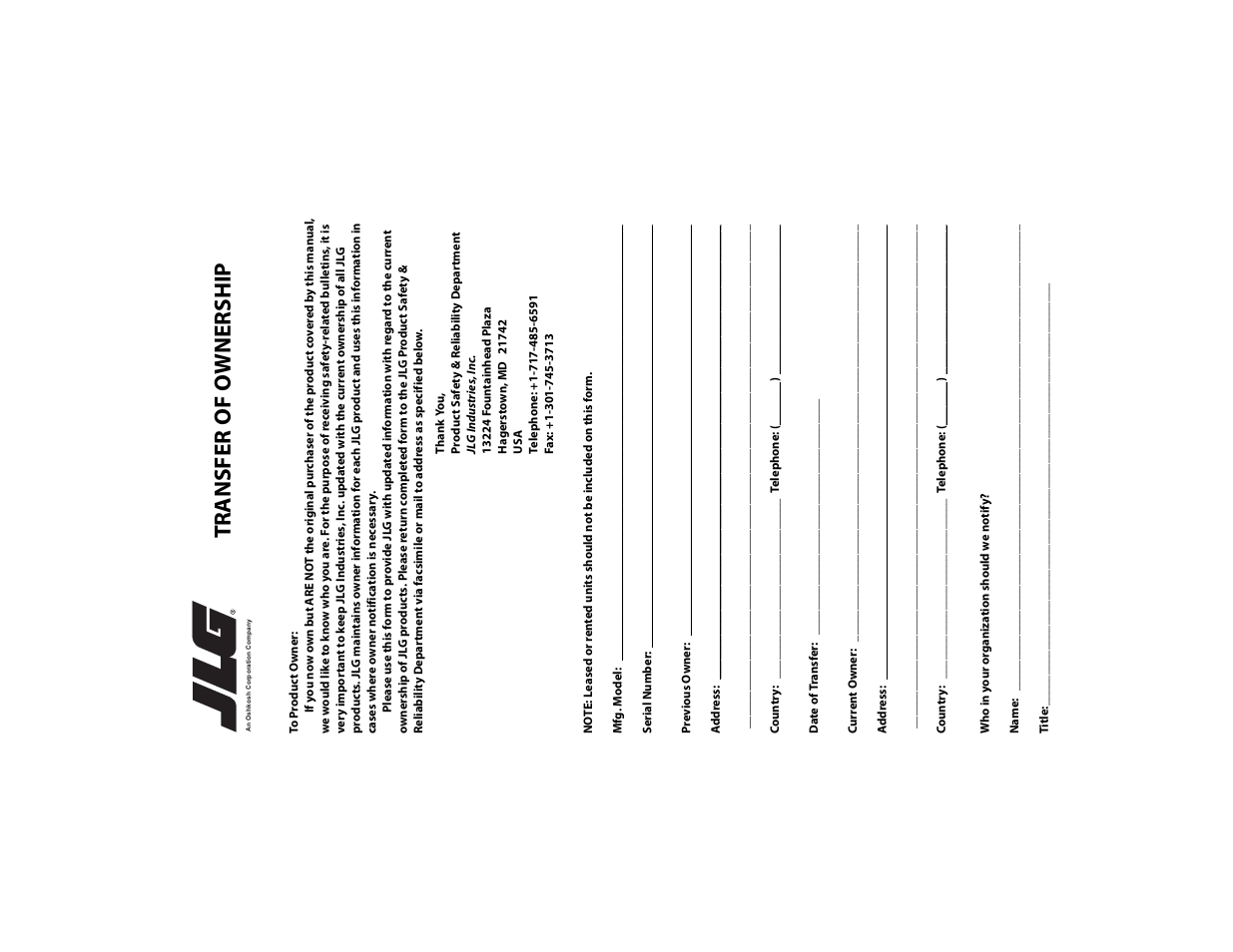 JLG 680S Operator Manual User Manual | Page 121 / 124