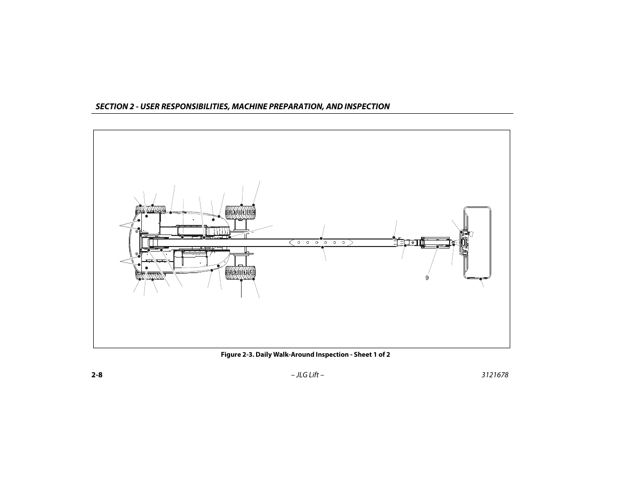 Daily walk-around inspection - sheet 1 of 2 -8 | JLG 680S Operator Manual User Manual | Page 34 / 124