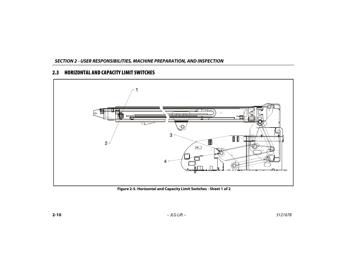 3 horizontal and capacity limit switches, Horizontal and capacity limit switches -10 | JLG 680S Operator Manual User Manual | Page 36 / 124