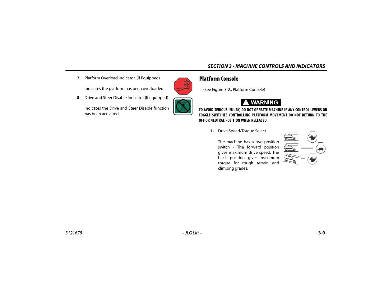 Platform console, Platform console -9 | JLG 680S Operator Manual User Manual | Page 51 / 124