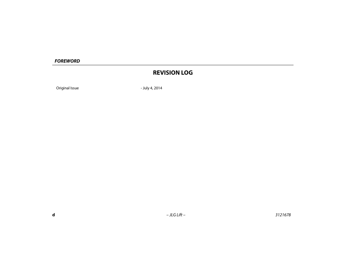 Revision log | JLG 680S Operator Manual User Manual | Page 6 / 124