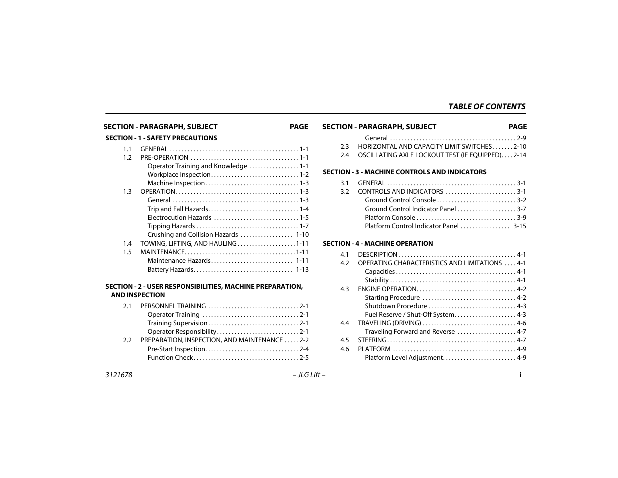 JLG 680S Operator Manual User Manual | Page 7 / 124