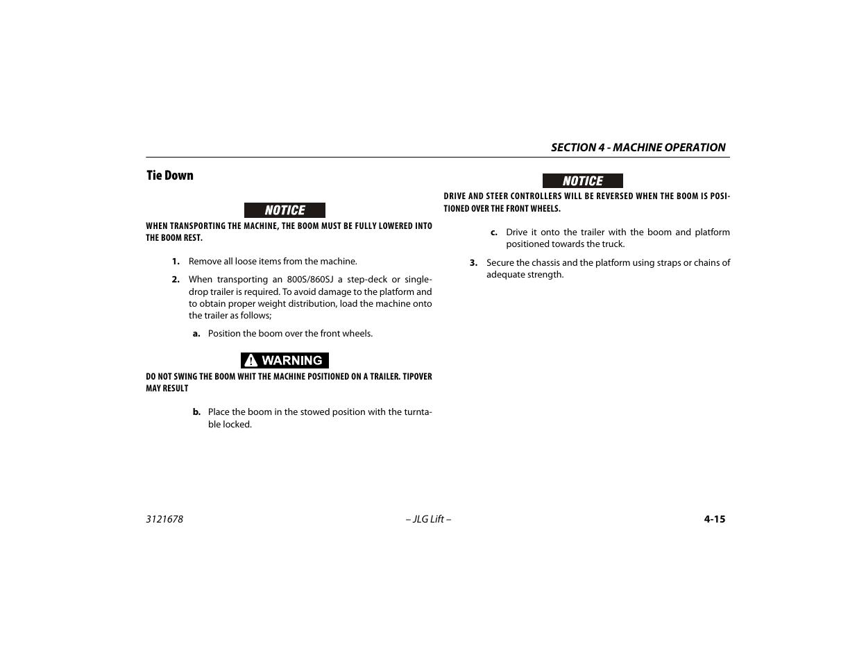 Tie down, Tie down -15 | JLG 680S Operator Manual User Manual | Page 77 / 124