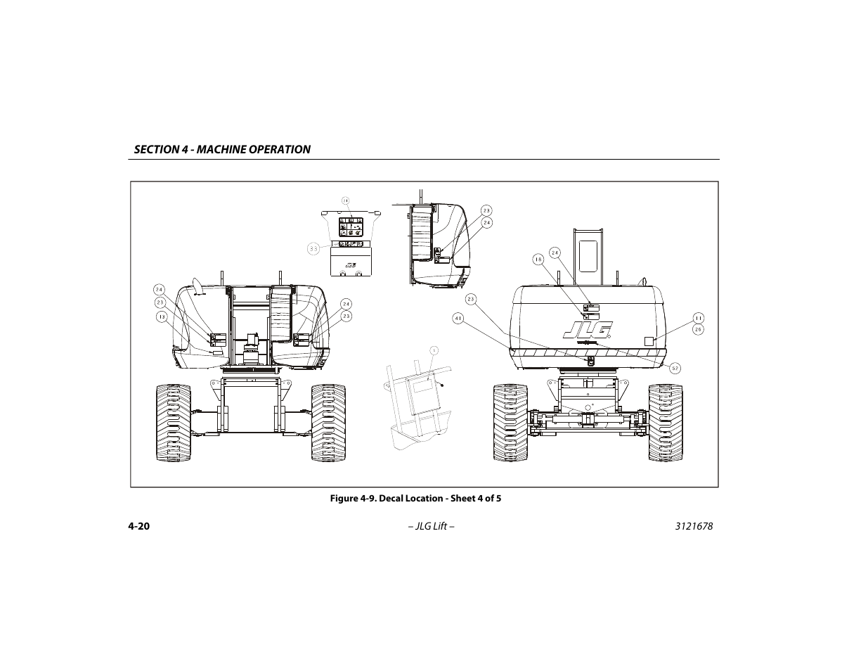 Decal location - sheet 4 of 5 -20 | JLG 680S Operator Manual User Manual | Page 82 / 124