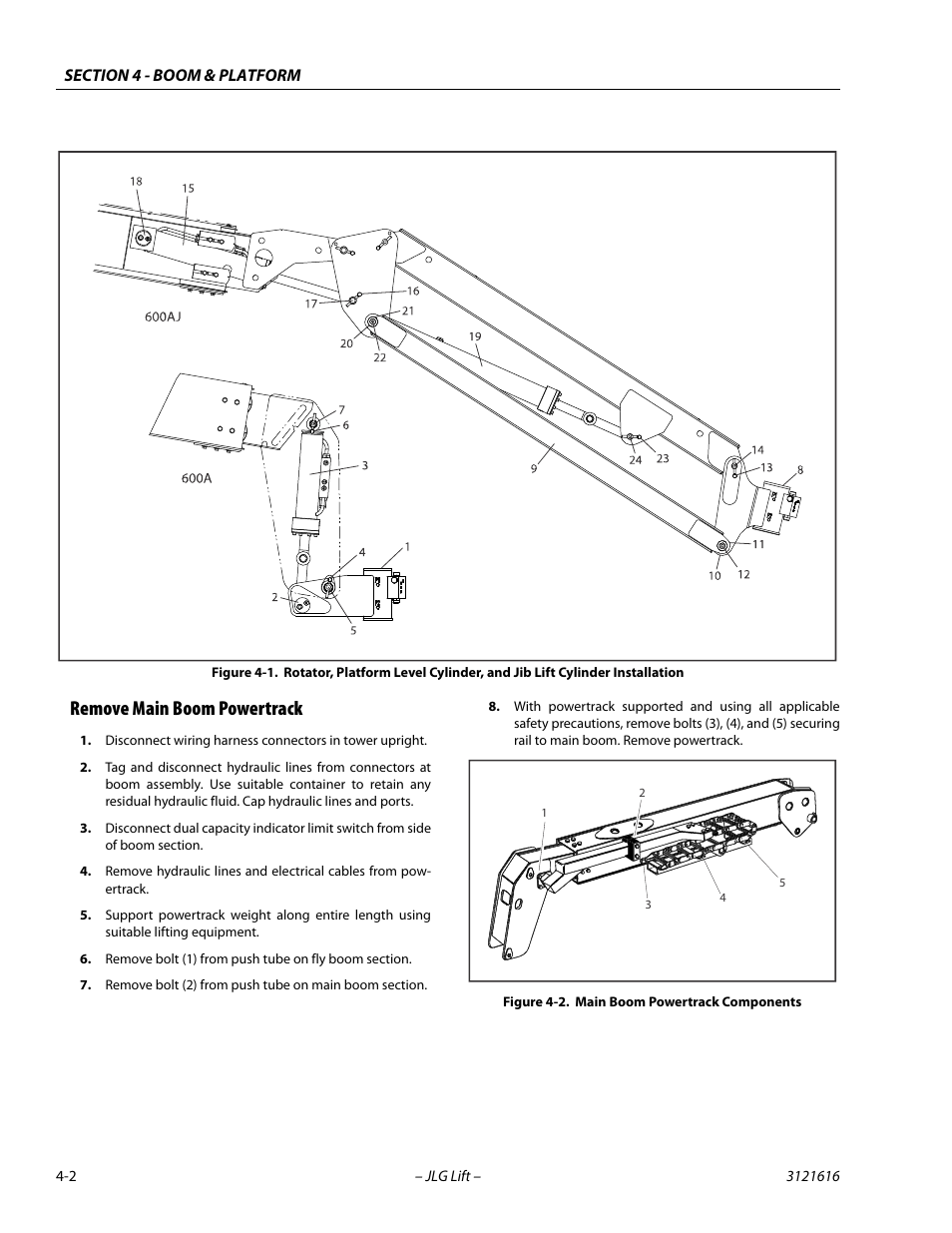 Remove main boom powertrack, Remove main boom powertrack -2, Main boom powertrack components -2 | JLG 660AJ Service Manual User Manual | Page 150 / 334