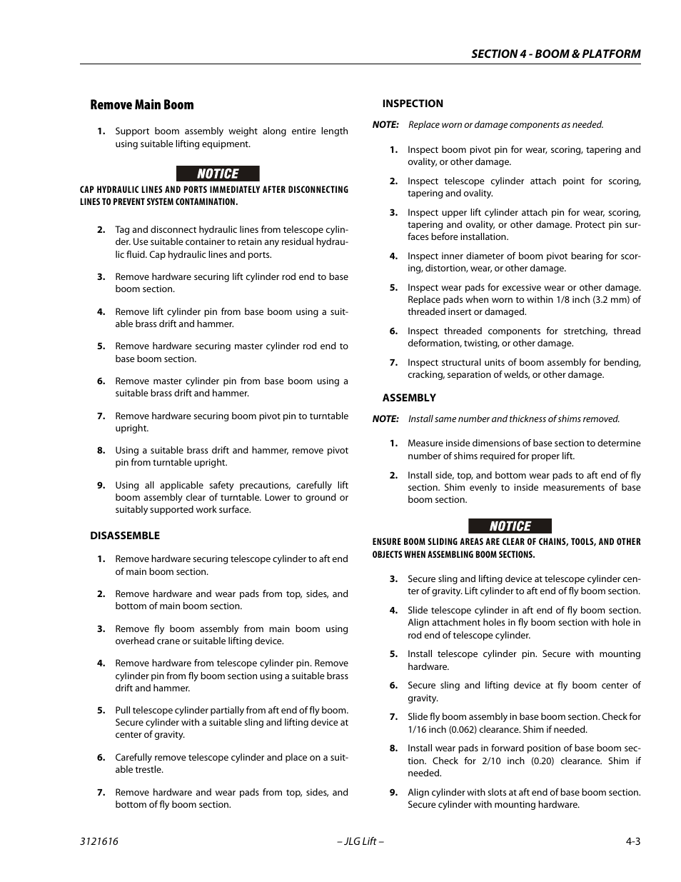 Remove main boom, Remove main boom -3 | JLG 660AJ Service Manual User Manual | Page 151 / 334