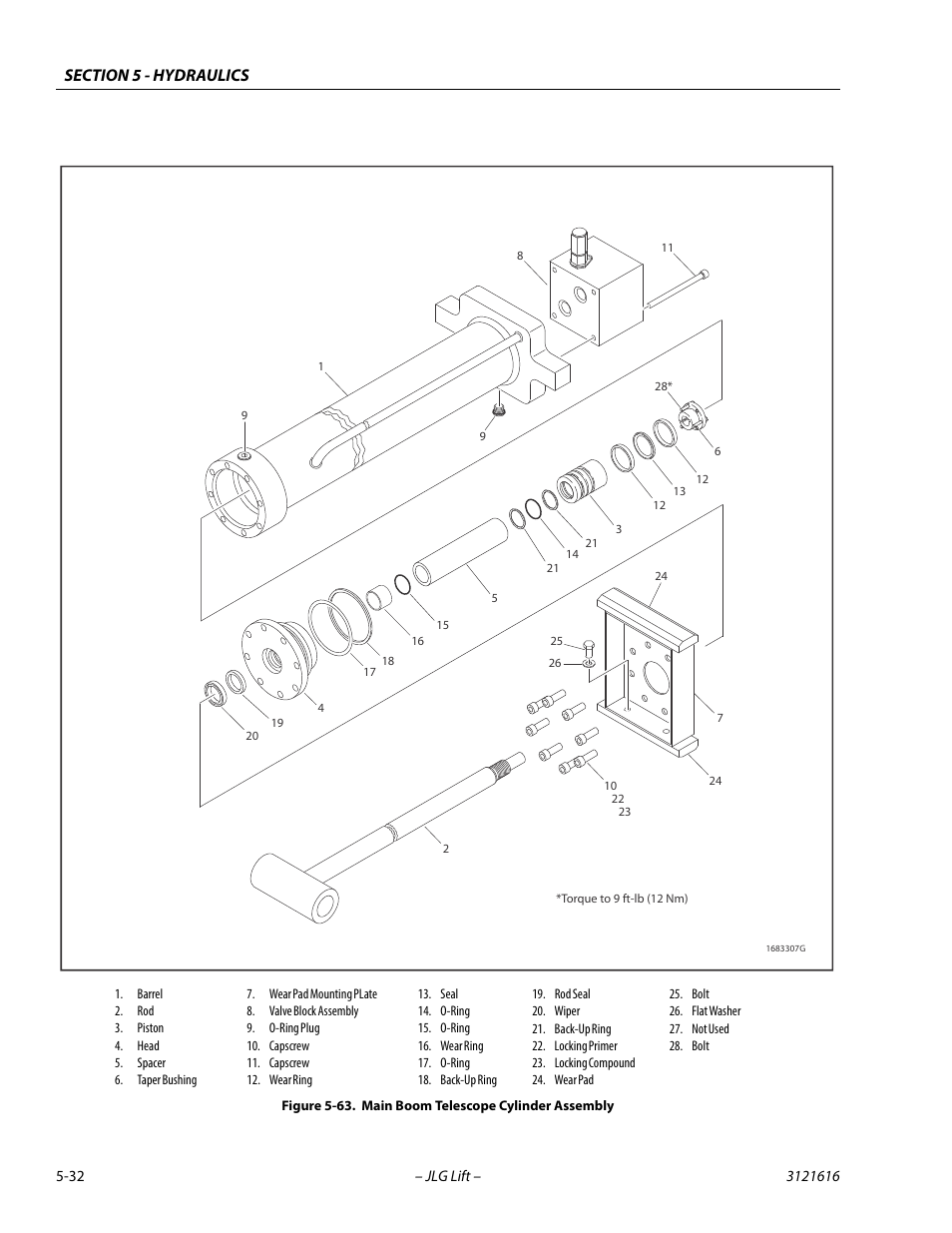 Main boom telescope cylinder assembly -32 | JLG 660AJ Service Manual User Manual | Page 212 / 334