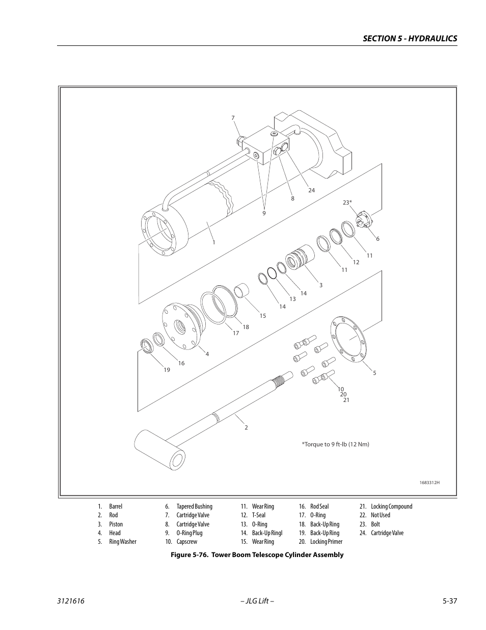 Tower boom telescope cylinder assembly -37 | JLG 660AJ Service Manual User Manual | Page 217 / 334