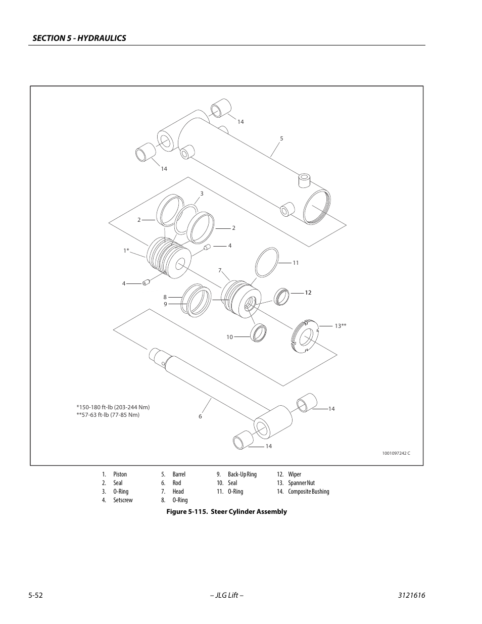 Steer cylinder assembly -52 | JLG 660AJ Service Manual User Manual | Page 232 / 334