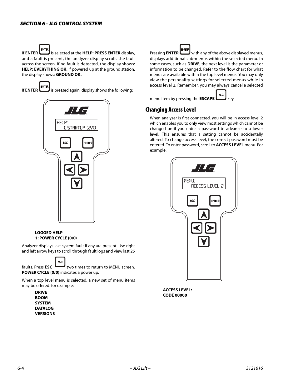 Changing access level, Changing access level -4 | JLG 660AJ Service Manual User Manual | Page 258 / 334
