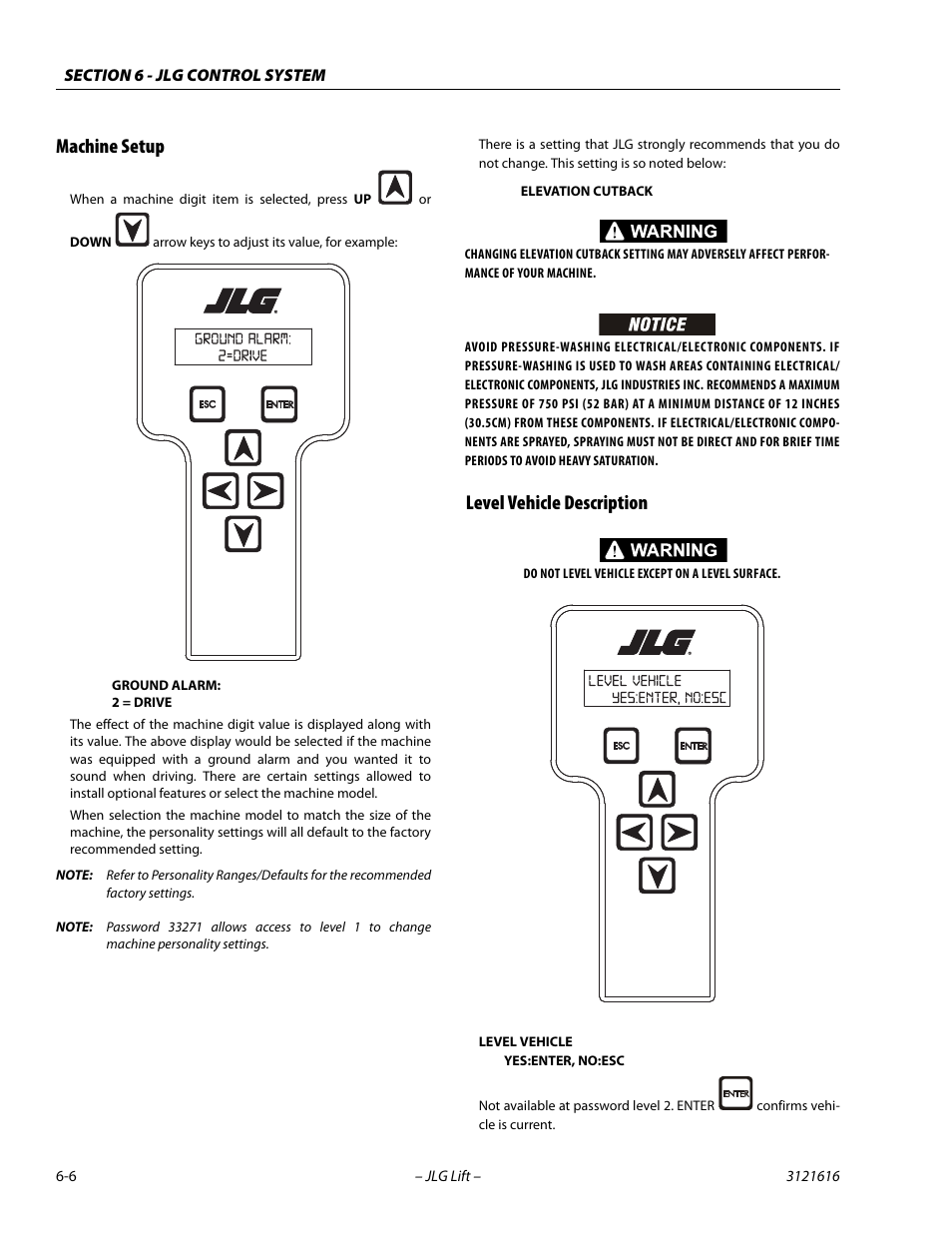 Machine setup, Level vehicle description, Machine setup -6 level vehicle description -6 | JLG 660AJ Service Manual User Manual | Page 260 / 334