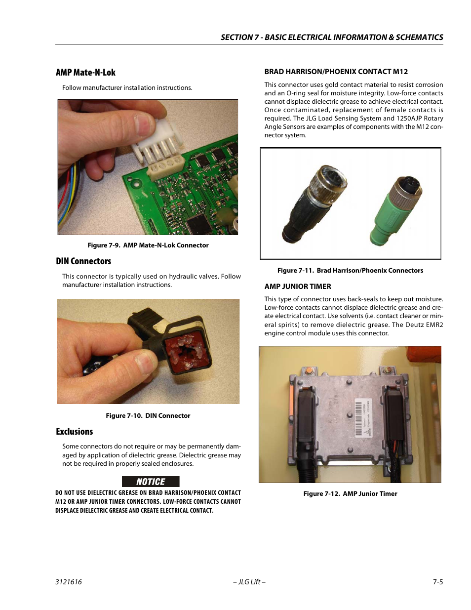 Amp mate-n-lok, Din connectors, Exclusions | Amp mate-n-lok -5 din connectors -5 exclusions -5, Amp mate-n-lok connector -5, Din connector -5, Brad harrison/phoenix connectors -5, Amp junior timer -5 | JLG 660AJ Service Manual User Manual | Page 313 / 334